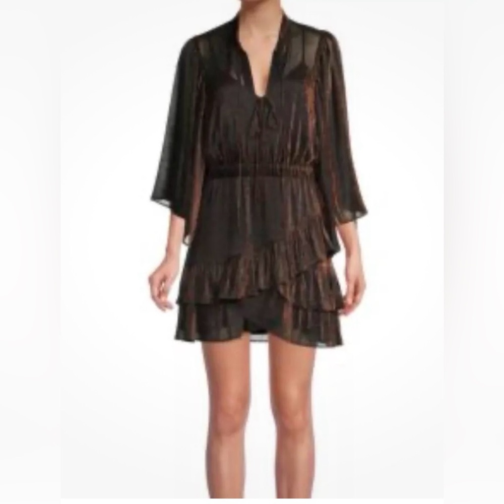IRO Reblea Ruffle Lurex Mini Metallic Copper Dress, SZ 36/US4
